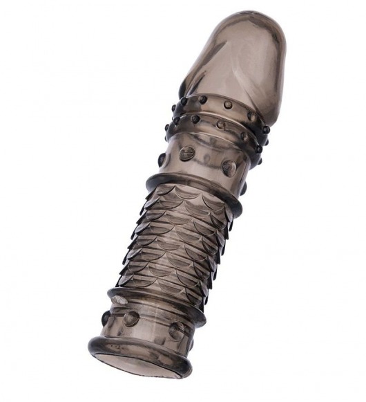 Дымчатая закрытая насадка ToyFa XLover с чешуйками и пупырышками - 13,5 см. - ToyFa - в Подольске купить с доставкой