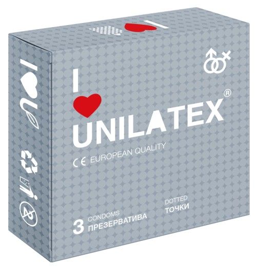 Презервативы с точками Unilatex Dotted - 3 шт. - Unilatex - купить с доставкой в Подольске