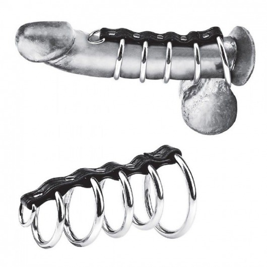 Хомут на пенис с 5 кольцами 5 Ring Gates Of Hell With Lead - BlueLine - купить с доставкой в Подольске