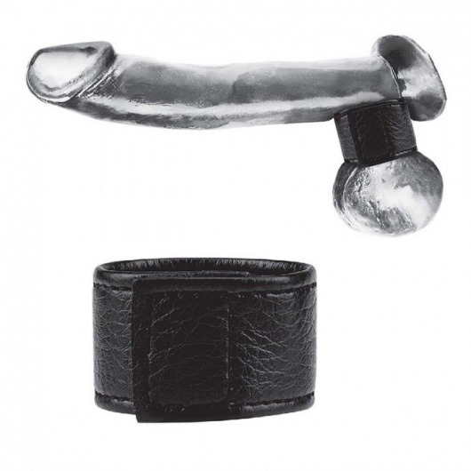 Чёрная утяжка на мошонку 1  Velcro Ball Stretcher - BlueLine - купить с доставкой в Подольске