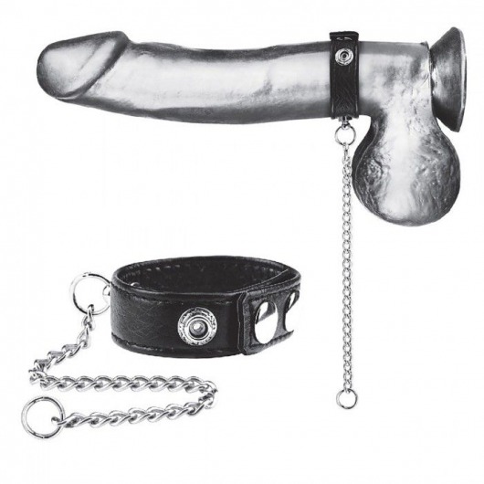Утяжка на пенис с поводком Snap Cock Ring With 12  Leash - BlueLine - купить с доставкой в Подольске