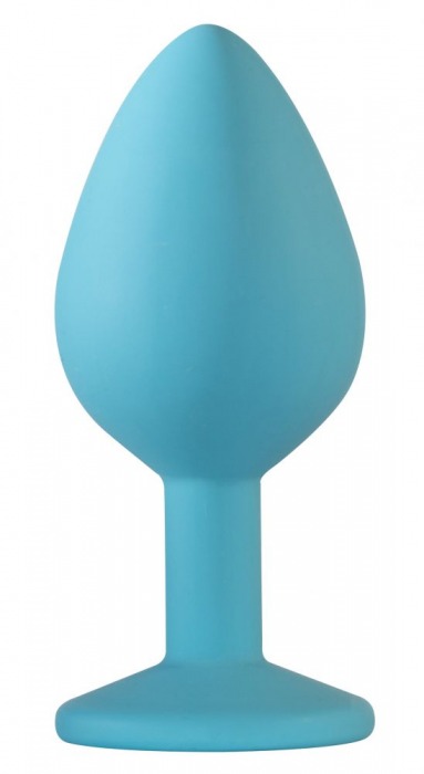 Средняя голубая анальная пробка Emotions Cutie Medium с фиолетовым кристаллом - 8,5 см. - Lola Games - купить с доставкой в Подольске