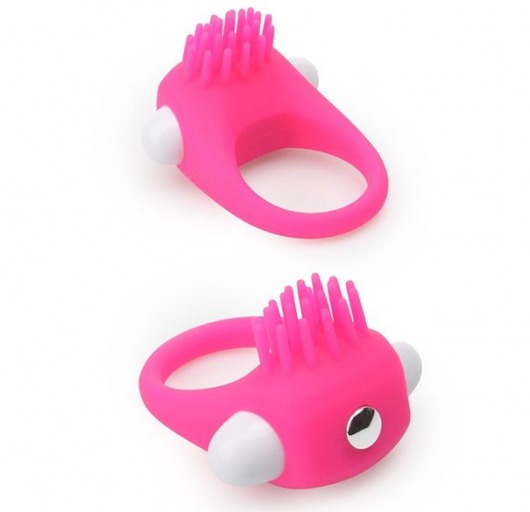 Розовое эрекционное кольцо с щеточкой LIT-UP SILICONE STIMU RING 5 - Dream Toys - в Подольске купить с доставкой