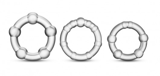 Набор из 3 прозрачных эрекционных колец Stay Hard Beaded Cockrings - Blush Novelties - в Подольске купить с доставкой