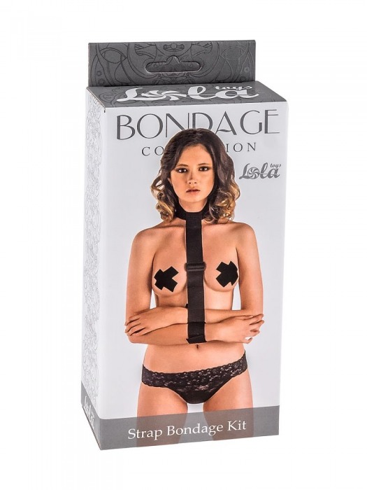 Ошейник с длинной лентой и наручниками Strap Bondage Kit Plus Size - Lola Games - купить с доставкой в Подольске