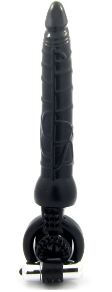 Черная вибронасадка с анальным стимулятором - ToyFa - в Подольске купить с доставкой