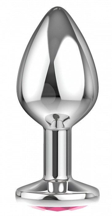 Большая серебристая анальная пробка Diamond Pink Sparkle Large с розовым кристаллом - 8 см. - Lola Games - купить с доставкой в Подольске