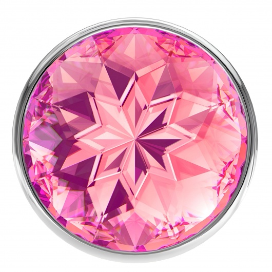 Большая серебристая анальная пробка Diamond Pink Sparkle Large с розовым кристаллом - 8 см. - Lola Games - купить с доставкой в Подольске