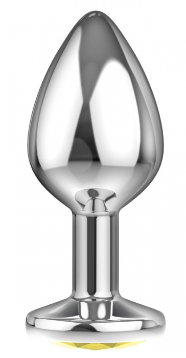 Большая серебристая анальная пробка Diamond Yellow Sparkle Large с жёлтым кристаллом - 8 см. - Lola Games - купить с доставкой в Подольске