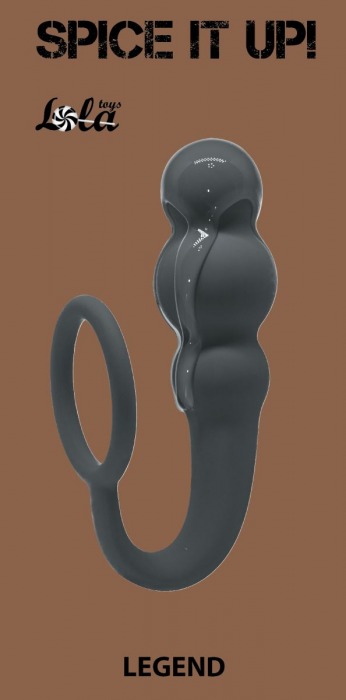 Серое эрекционное кольцо Legend с анальным стимулятором - Lola Games - в Подольске купить с доставкой