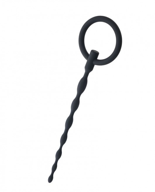 Чёрный уретральный плаг с кольцом - ToyFa - купить с доставкой в Подольске