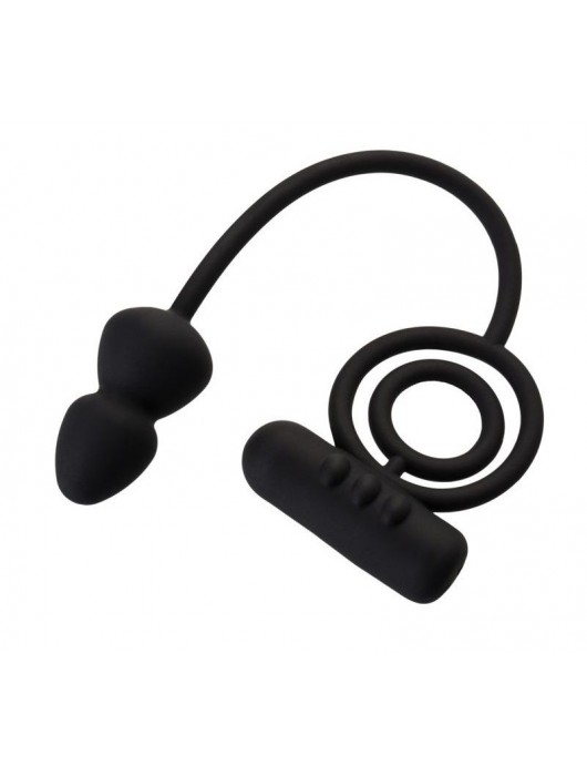 Чёрное эрекционное кольцо с вибропулькой и анальным хвостом - Erotist Adult Toys - в Подольске купить с доставкой