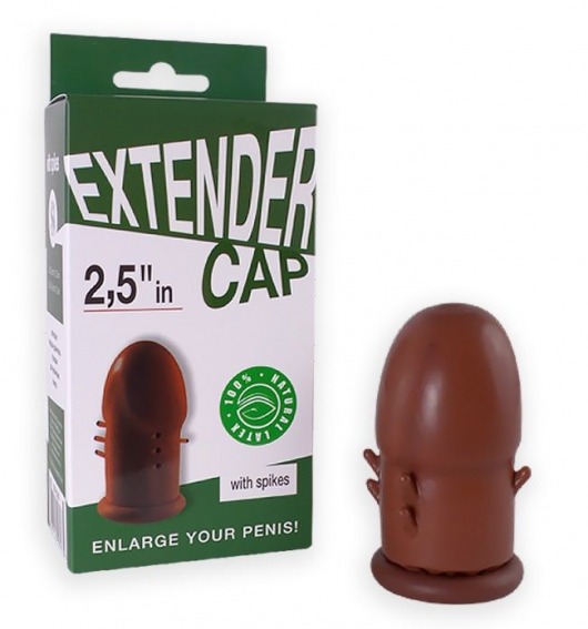 Коричневый латексный удлинитель пениса 2.5 in с шипиками - Sitabella - в Подольске купить с доставкой