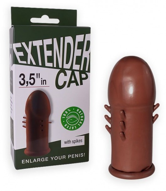 Коричневый латексный удлинитель пениса 3.5 in с шипиками - Sitabella - в Подольске купить с доставкой
