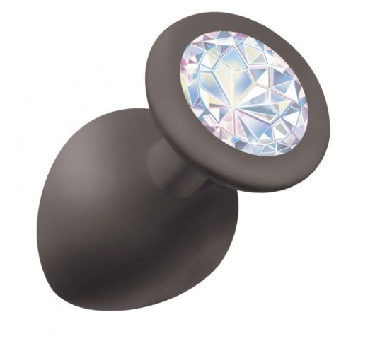 Чёрная анальная пробка Emotions Cutie Large с прозрачным кристаллом - 10 см. - Lola Games - купить с доставкой в Подольске