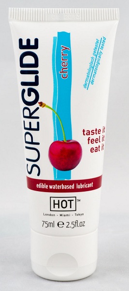 Съедобный лубрикант на водной основе Superglide с ароматом вишни - 75 мл. - HOT - купить с доставкой в Подольске