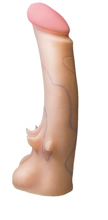 Телесная насадка REAL Standard с усиками на основании - 19 см. - LOVETOY (А-Полимер) - купить с доставкой в Подольске