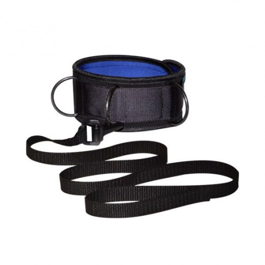 Чёрно-синий неопреновый ошейник с поводком - Sitabella - купить с доставкой в Подольске